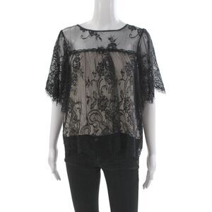 Flannel Womens Kimono Blouse Black Floral Nylon Short Sleeve Gothic Size 0